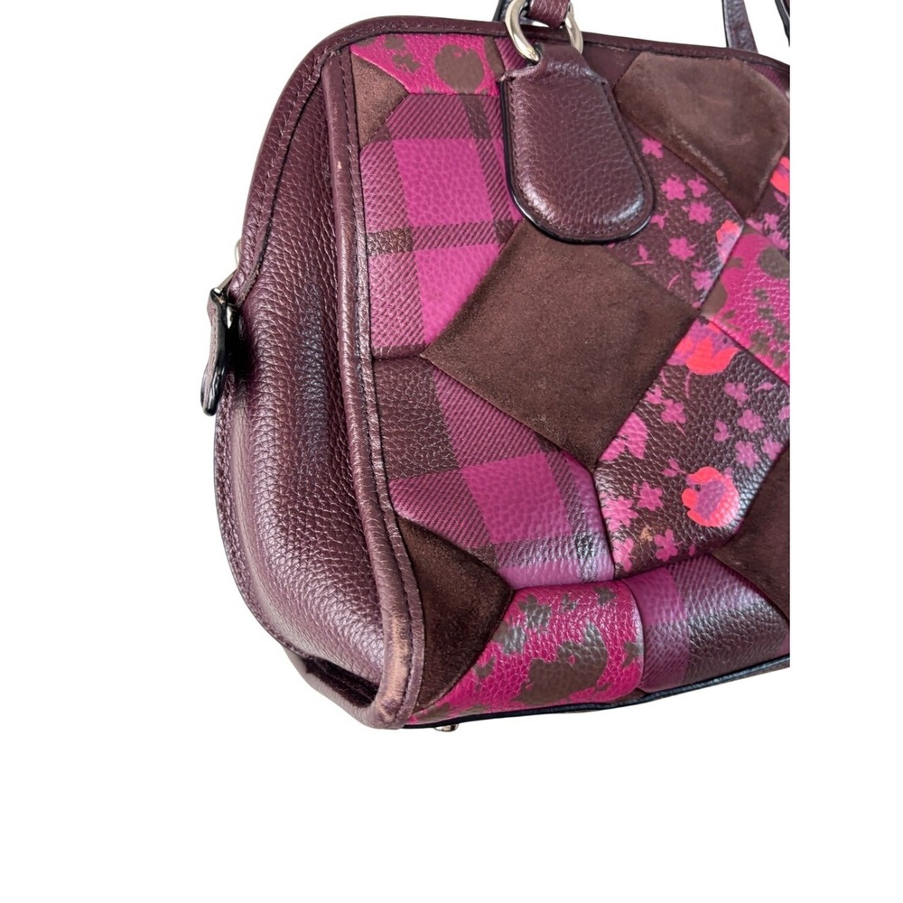 Coach Nolita 36557 Patchwork Leather Suede Satchel Burgundy Floral - Picture 7 of 10